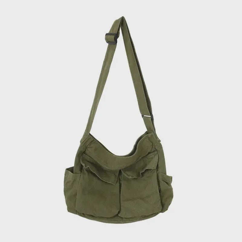 Vintage Canvas Schoudertas Dames - Ruime Crossbody Tas voor Reizen & Mode