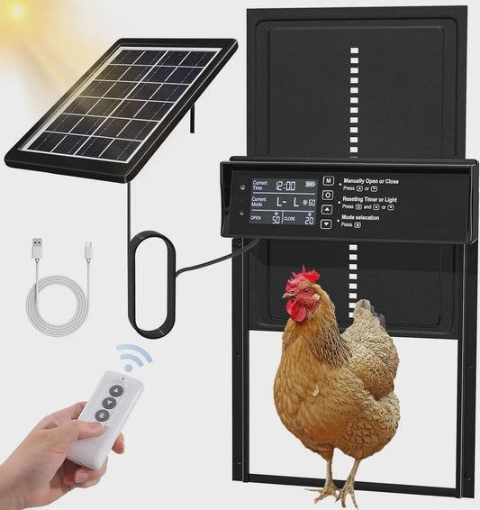 Automatische Kippenhok Deur - Zonne-energie & USB Opladen