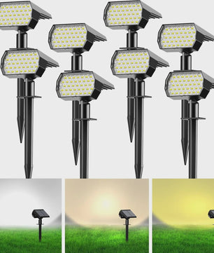 Solar Tuinspots Buiten - 74 LED, 3 Kleuren, IP65 Waterdicht, 2-in-1 Grondspots voor Tuin, Pad & Oprit