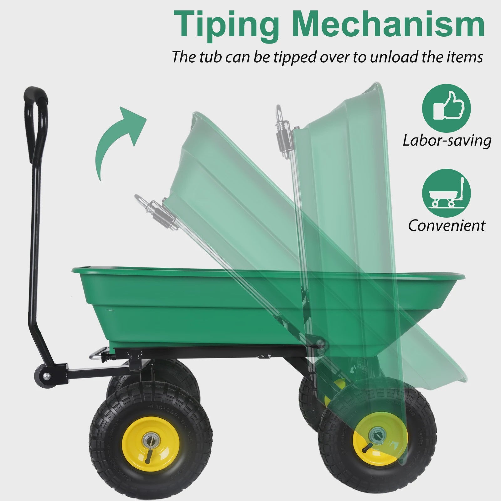 Robuuste Transportkar met Kantelfunctie - Ideaal voor Tuin, Camping & Strand