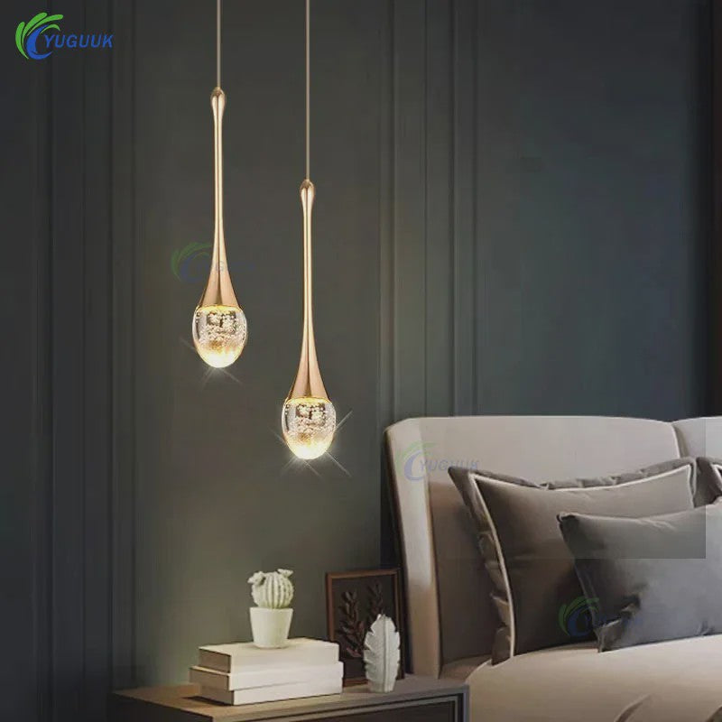 Moderne Druppel Kristal Hanglamp met Bubbel Effect - Sfeervolle Verlichting voor Keuken, Eettafel en Woonkamer