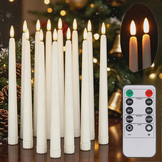 Set van 10 LED Kaarsen met Afstandsbediening - 28cm Vlamloze Kaarsen met Timer