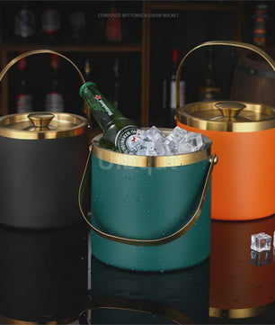 Dubbelwandige RVS IJsemmer met Deksel - 2L/3L - Draagbaar & Geïsoleerd