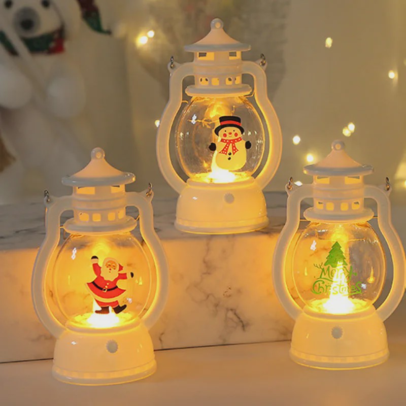 Draagbare LED Kerst Lantaarn met Kerstman & Sneeuwpop - Sfeervolle Binnen Decoratie op Batterijen