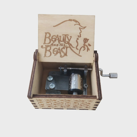 Houten Muziekdoos met Antiek Carved Design - Hand Cranked Melodie voor Cadeau & Decoratie