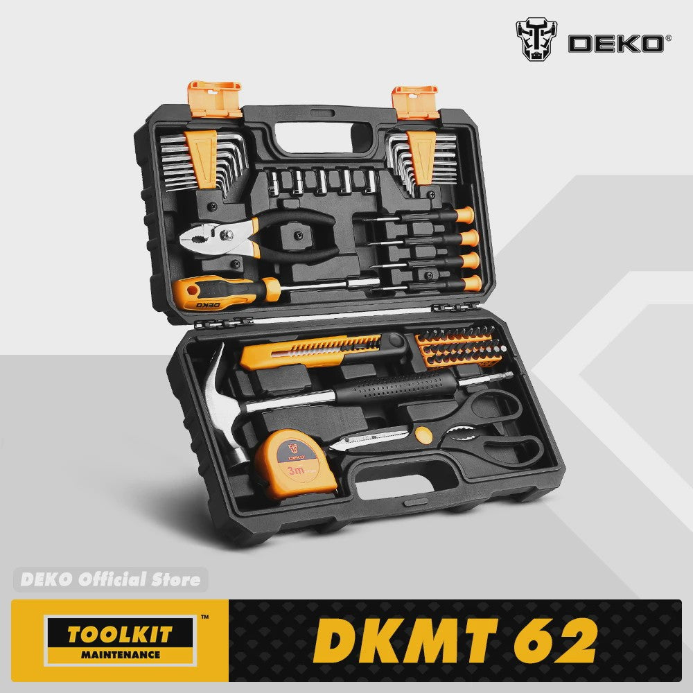 DEKO 62-delige Gereedschapskist: Complete Set voor Huis, Tuin & Auto
