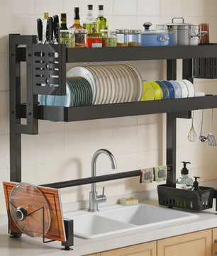 2-Laags Afdruiprek Boven Spoelbak - Multifunctionele Keuken Organizer