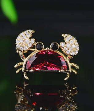 Unieke Krab Broche met Gekleurde Zirkonia - Stijlvol Dames Accessoire