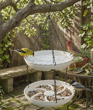 Hangende Vogelvoeder en Badstation - Alles-in-één Voeder- en Badplaats voor Tuin & Balkon