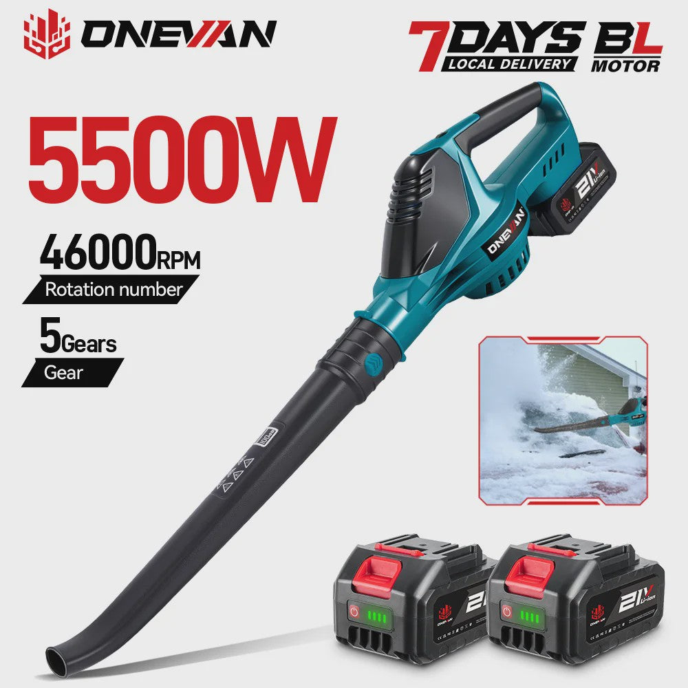 ONEVAN 5500W Krachtige Accu Bladblazer - Borstelloos, 5 Snelheden, Makita Batterij Compatibel