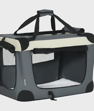 PawHut Opvouwbare Transportbox Hond Kat - Draagbaar & Comfortabel - Grijs