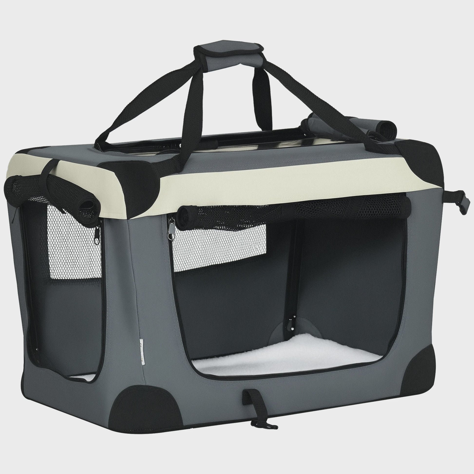 PawHut Opvouwbare Transportbox Hond Kat - Draagbaar & Comfortabel - Grijs