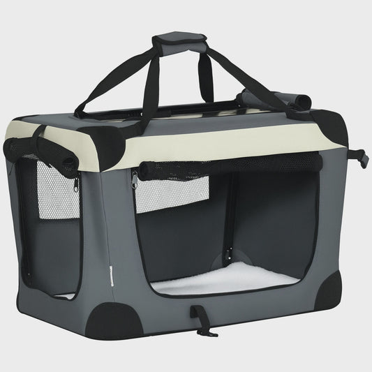 PawHut Opvouwbare Transportbox Hond Kat - Draagbaar & Comfortabel - Grijs