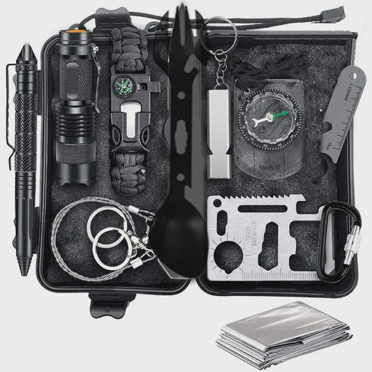 Outdoor Survival Kit EHBO & Nooduitrusting voor Kamperen, Wandelen & Avontuur