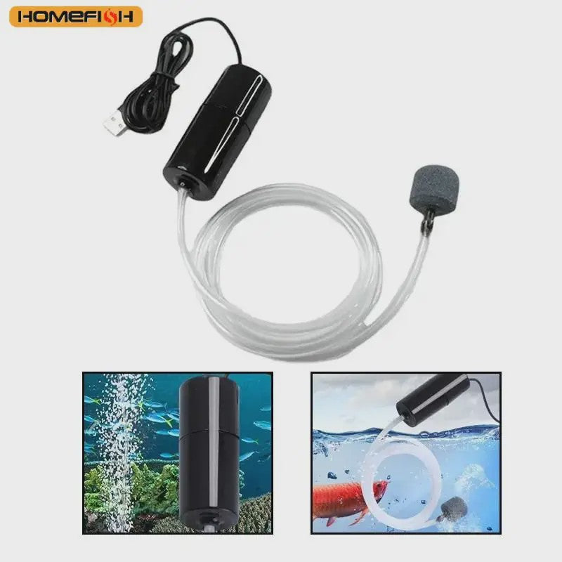 Stille Mini USB Zuurstofpomp voor Aquarium en Vis Kweek - Draagbaar & Compact