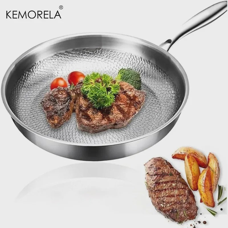 KEMORELA Pure Titanium Koekenpan - Krasbestendig, Anti-aanbak & Snel Verwarmend