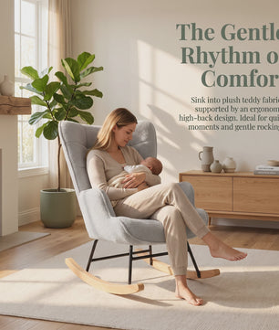 Anajqaqia Schommelstoel Teddy Stof Lichtgrijs - Comfortabele Relaxfauteuil