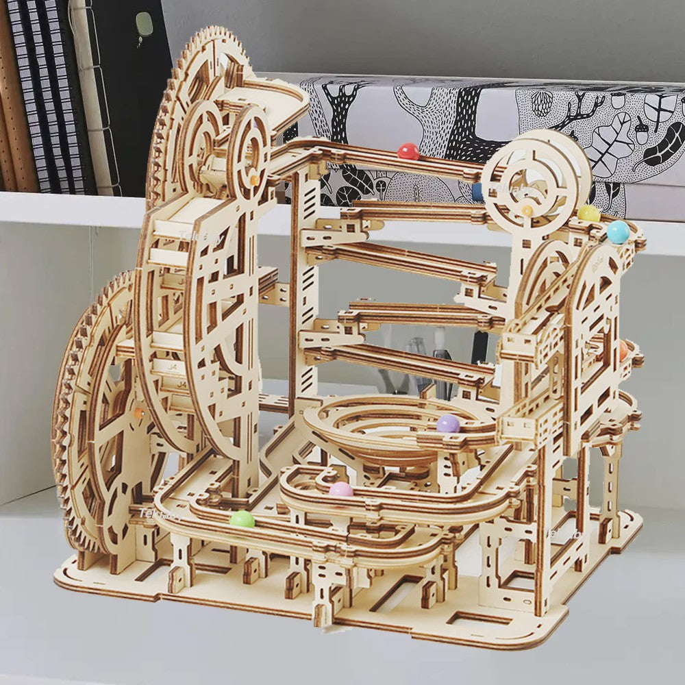 Houten 3D Knikkerbaan Puzzel - Mechanisch Bouwpakket voor Kinderen & Volwassenen
