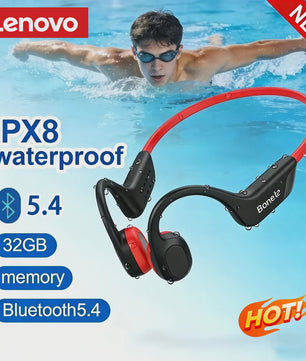 Lenovo Bone Conduction Koptelefoon - Draadloos, Waterdicht & Bluetooth 5.4 voor Sport & Zwemmen