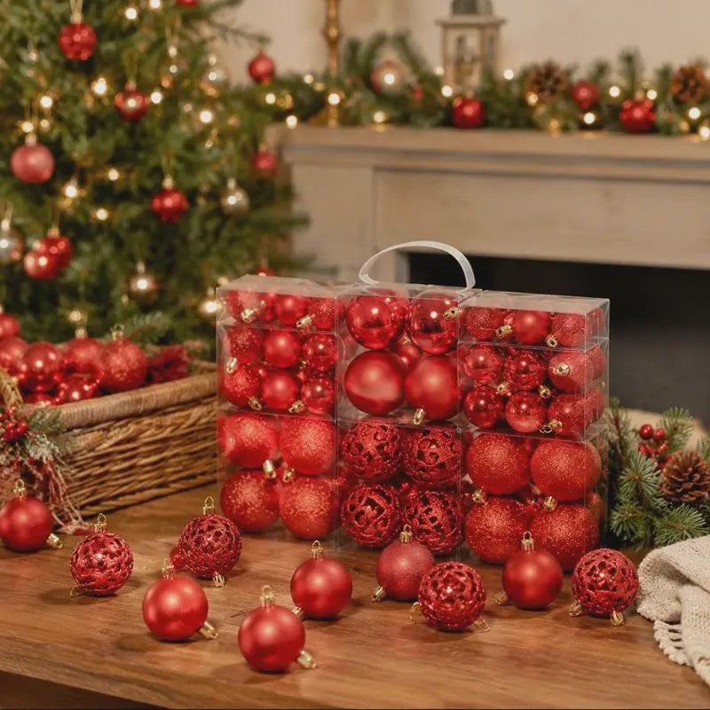 100 Delige Kerstballen Set Rood - Diverse Maten (3/4/6 cm)