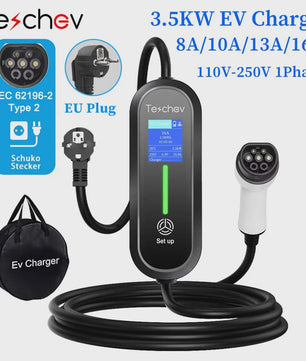3.5KW Draagbare EV Charger Type 2 | 16A 1-Fase Laadstation voor Elektrische Auto's