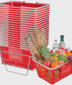 Set van 20 Plastic Boodschappenmanden 21L met Handvat - Draagbaar voor Winkel en Supermarkt