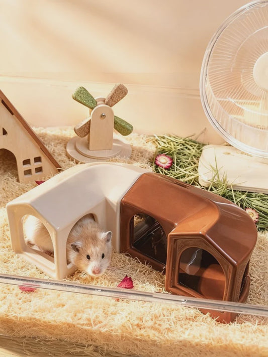 Keramisch Hamsterhuis & Speelhuisje - Comfortabel Nestje voor Kleine Huisdieren