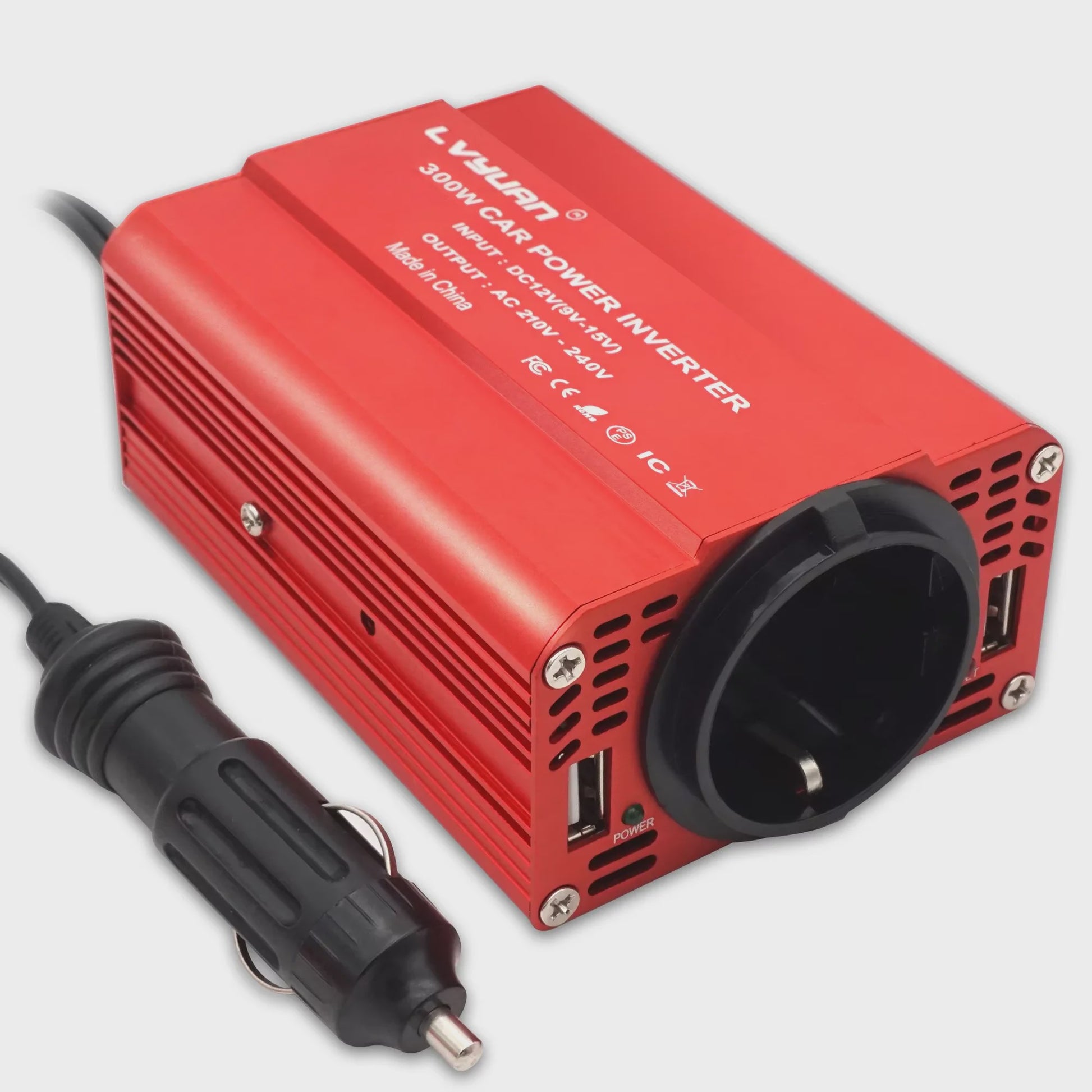 300W Auto Omvormer met Dubbele USB (5V/3A) - AC 110V/220V | Draagbare Stroomvoorziening