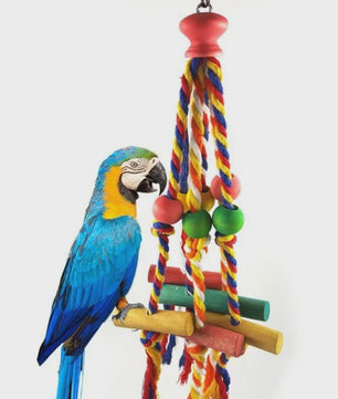 Kleurrijk Houten Vogel Speeltje met Touw - Kauwspeelgoed voor Papegaaien & Vogels