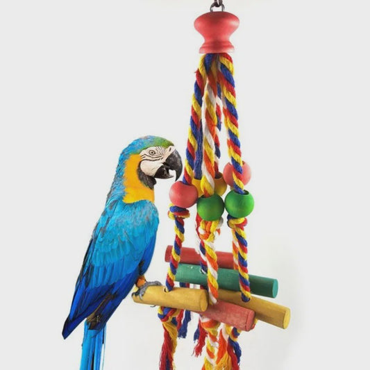 Kleurrijk Houten Vogel Speeltje met Touw - Kauwspeelgoed voor Papegaaien & Vogels