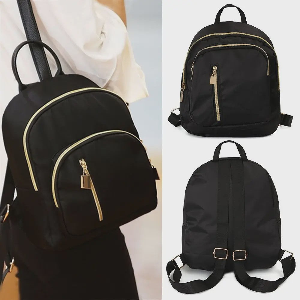 Stijlvolle Mini Rugzak Zwart - Nylon Daypack voor Dames en Heren, Ideaal voor Reizen