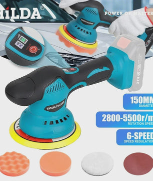 HILDA Draadloze Polijstmachine met 6 Versnellingen en Digitaal Display - Krachtige Auto Polijst- en Waxmachine