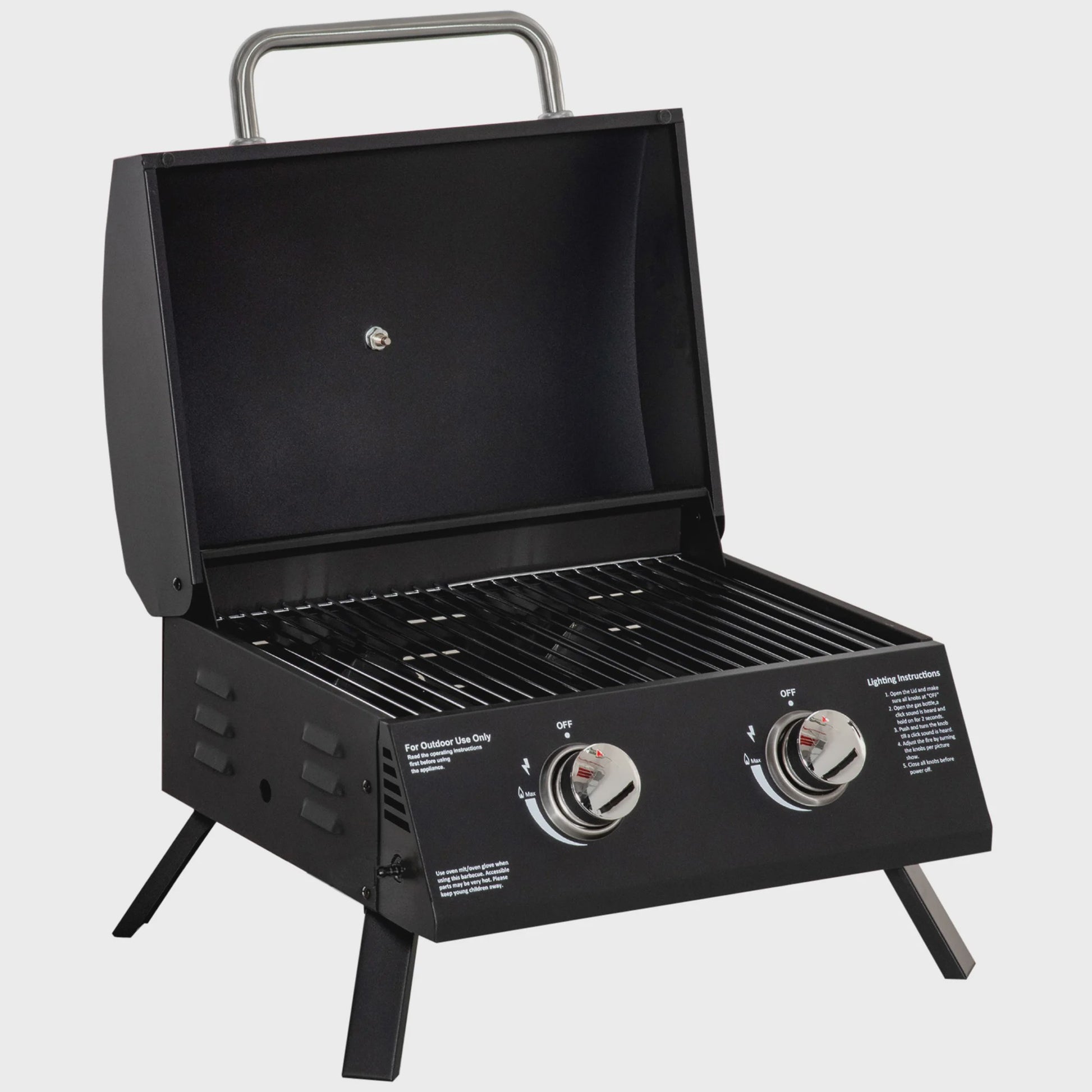 Outsunny Draagbare Gas BBQ Tafel met 2 Brander, Opvouwbaar