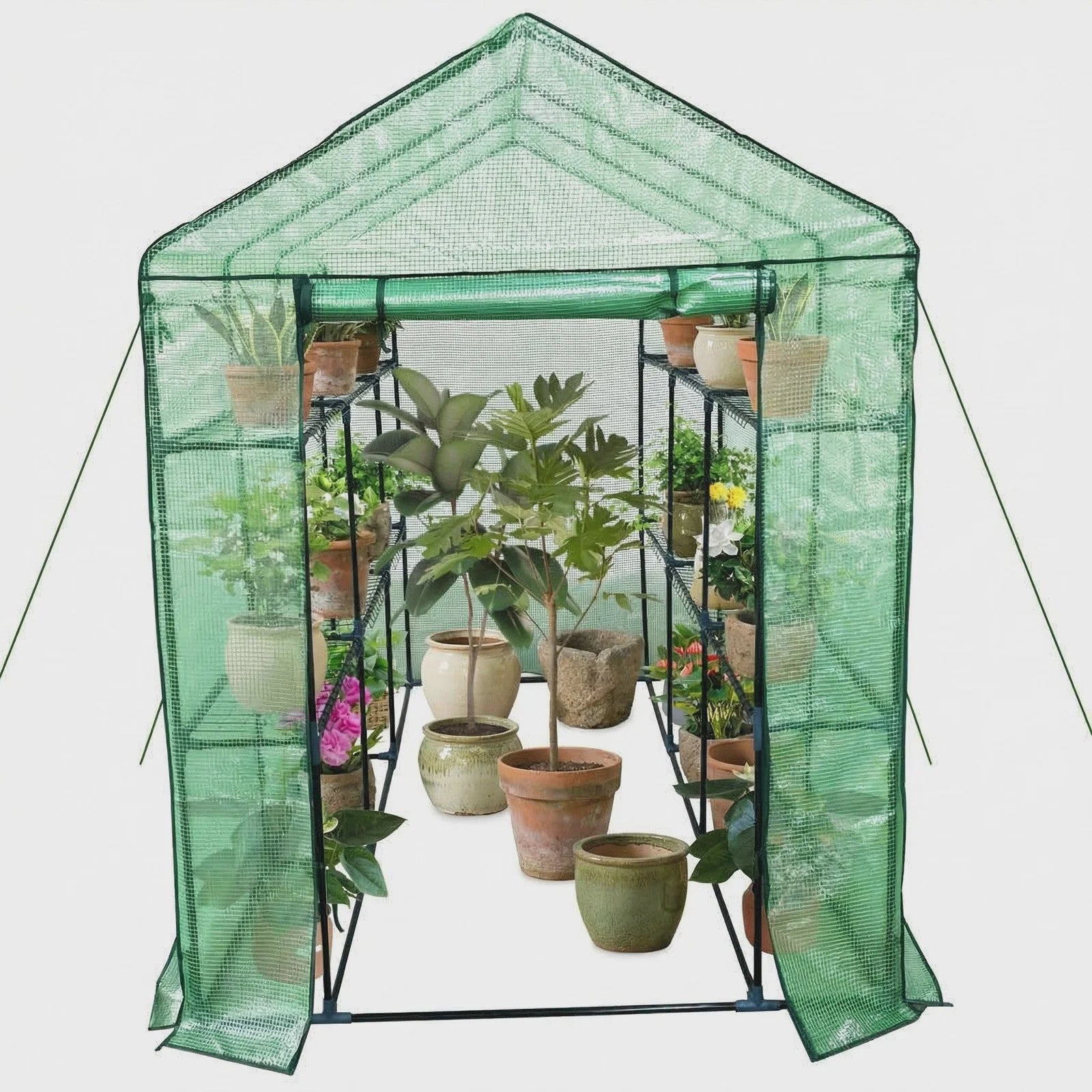 Walk-in Tuinkas 142x210x190cm met 9 Legborden - Waterdicht & UV-beschermend