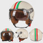 Retro Jethelm Open Face Motorhelm met Afneembaar Vizier - Vintage Scooter & Vespa Helm