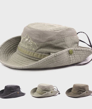 Ademende Outdoor Bucket Hat voor Heren - Zomerse Panama Cap met Mesh voor Vissen, Wandelen & Strand