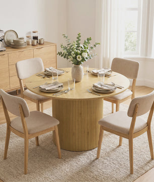 Ronde Eettafel voor 4-6 Personen met Geribbelde Cilinderbasis - SediaXL