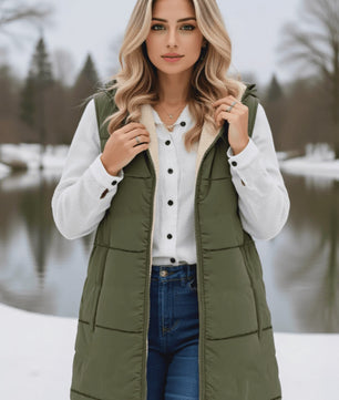 Dames Winter Vest met Capuchon - Fleece Gevoerd Katoen