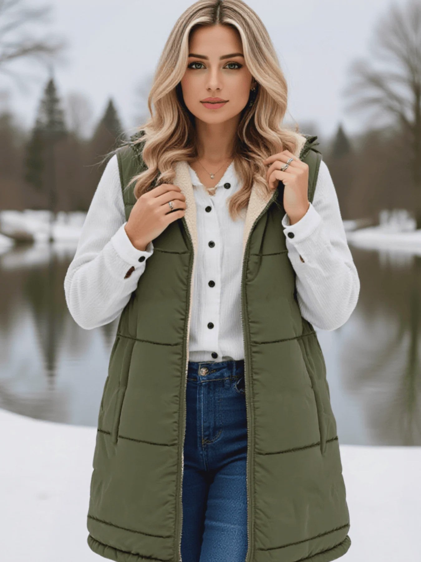 Dames Winter Vest met Capuchon - Fleece Gevoerd Katoen