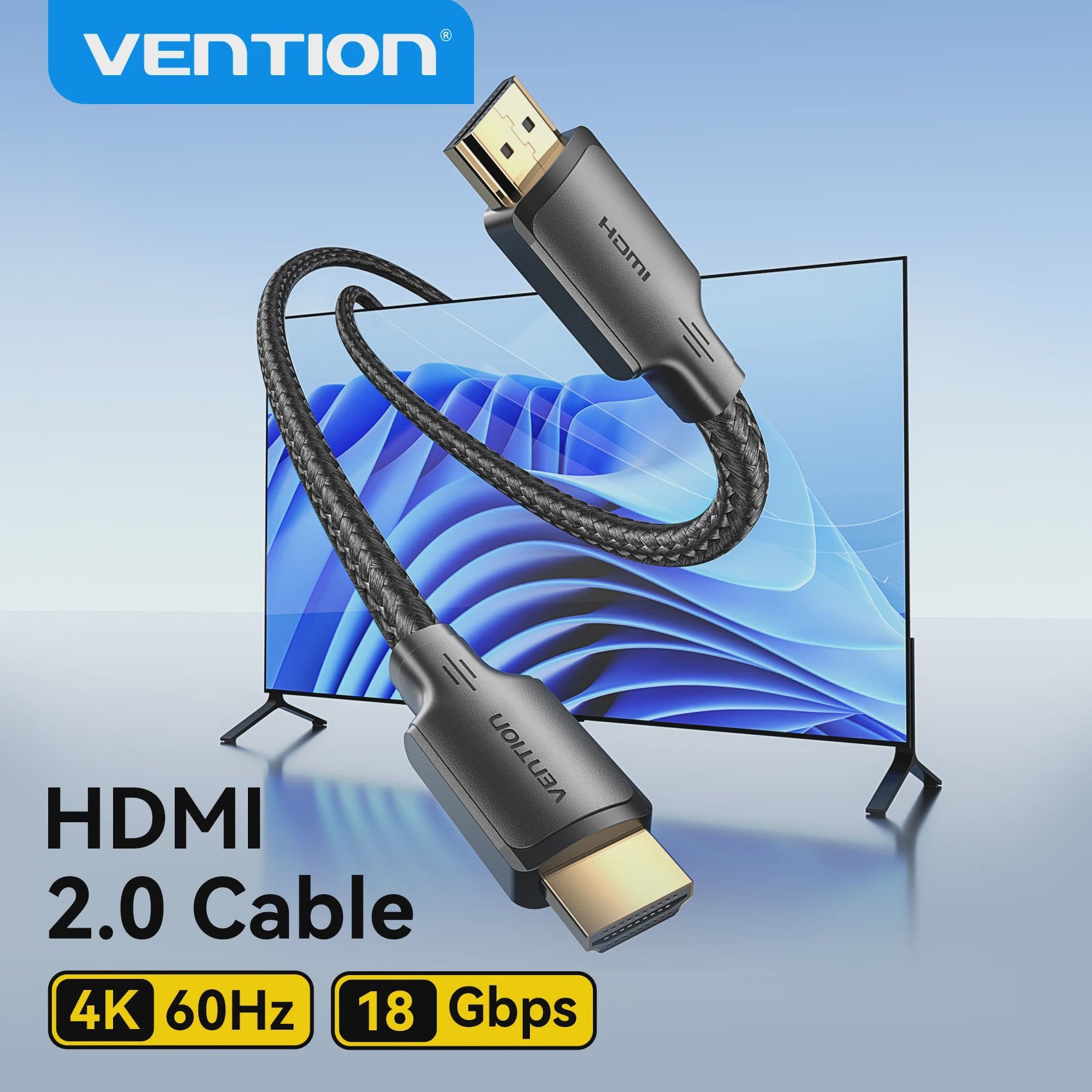 Vention HDMI 2.0 Kabel 4K@60Hz - 18Gbps Hoge Snelheid met Dolby Vision voor Laptop, PS5 & TV