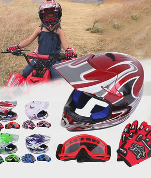 DOT Kinder Motorcross Helm Full Face met Vizier, Bril en Handschoenen - Veilig en Stijlvol