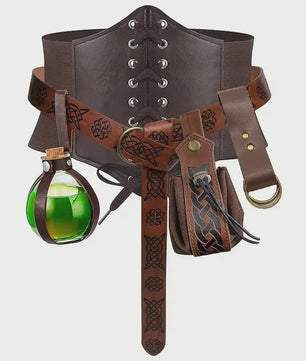 Renaissance Kostuum Set: Riem met Pouch, Flesje & Accessoires voor LARP & Cosplay