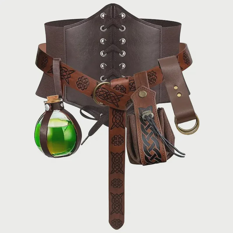 Renaissance Kostuum Set: Riem met Pouch, Flesje & Accessoires voor LARP & Cosplay