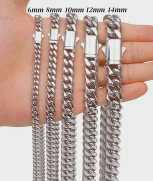 Zilverkleurige Roestvrij Staal Cubaanse Miami Link Ketting (6mm-14mm)