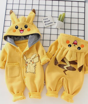 Schattige Pikachu Pyjama Romper voor Baby's en Peuters - Warm & Comfortabel