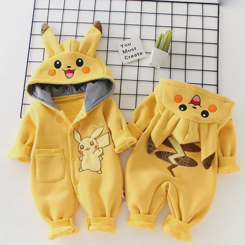 Schattige Pikachu Pyjama Romper voor Baby's en Peuters - Warm & Comfortabel
