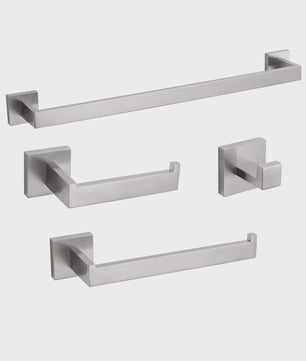 Complete Badkamer Accessoires Set - Zwart & Geborsteld Staal
