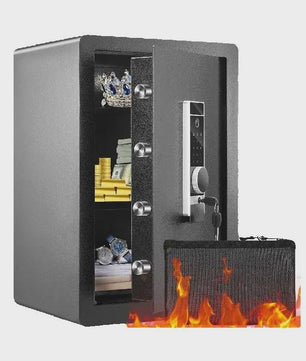 Elektrische Kluis met Vingerafdruk & Digitale Code - 63L / 51L - Inclusief Brandwerende Tas