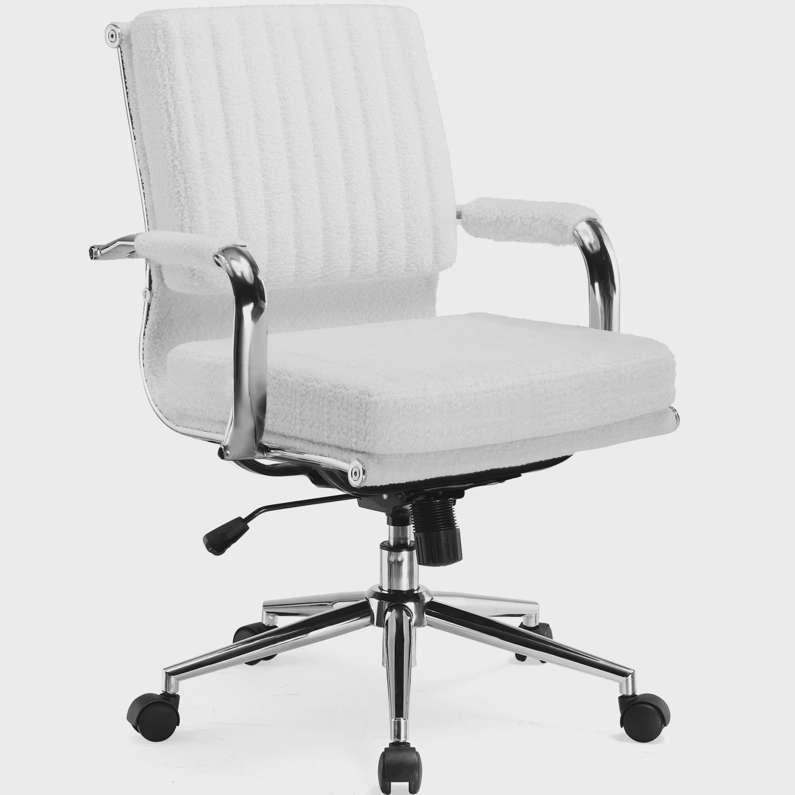 Ergonomische bureaustoel met teddy fluweel stof en verstelbare armleuningen