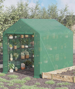 Outsunny Kleine Kweekkas met 4 Legborden - 244x180x210 cm - Groen